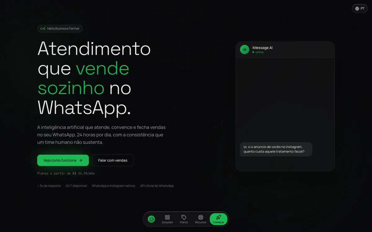 Página inicial de iMessenger.AI